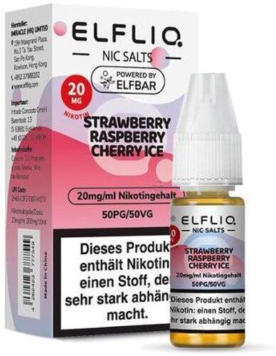 Elfliq by Elfbar Nicsalt Liquids Strawberry Raspberry Cherry Ice 20mg