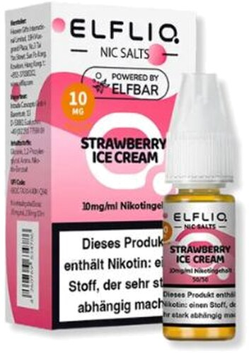 Elfliq by Elfbar Nicsalt Liquid Strawberry Ice Cream 10mg