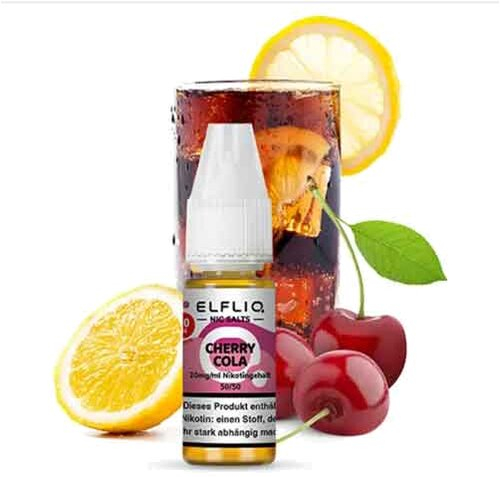 Elfliq by Elfbar Cherry Cola 20mg Nic Salt Liquid Elfliq by Elfbar Cherry Cola 20mg Nic Salt Liquid