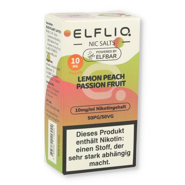 Elfliq by Elfbar Nikotinsalz Liquid Lemon Peach Passionfruit 10mg
