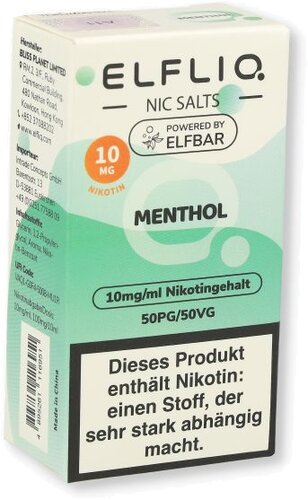 Elfliq by Elf bar Nic Salt Liquid Menthol 10mg