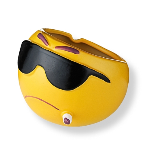 Emoji Aschenbecher Cool mit Sonnenbrille Gelb Emoji Aschenbecher Cool mit Sonnenbrille Gelb