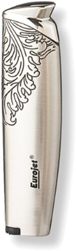 Eurojet Feuerzeug Jet Metall chrom gebürstet mit schwarzem Ornament Eurojet Feuerzeug Jet Metall chrom gebürstet mit schwarzem Ornament