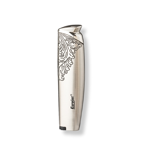 Eurojet Feuerzeug Jet Metall chrom gebürstet mit schwarzem Ornament Eurojet Feuerzeug Jet Metall chrom gebürstet mit schwarzem Ornament