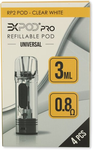 Expod Pro PR2 Refillable Pod Universal 0,8 Ohm Clear White 4 Stück