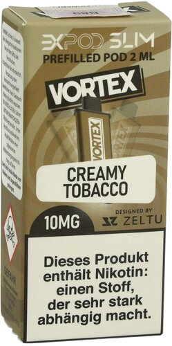 Expod Slim Prefilled Pod Vortex Creamy Tobacco 10mg Expod Slim Prefilled Pod Vortex Creamy Tobacco 10mg