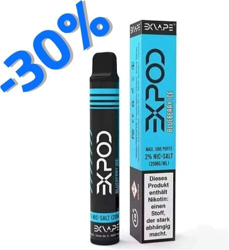 EXVAPE EXPOD Einweg E-Shisha Blueberry Ice max. 600 Züge EXVAPE EXPOD Einweg E-Shisha Blueberry Ice max. 600 Züge