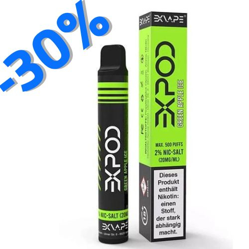 EXVAPE EXPOD Einweg E-Shisha Green Apple Ice max. 600 Züge EXVAPE EXPOD Einweg E-Shisha Green Apple Ice max. 600 Züge