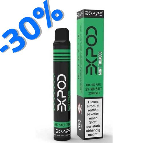EXVAPE EXPOD Einweg E-Shisha Mint Tobacco max. 600 Züge EXVAPE EXPOD Einweg E-Shisha Mint Tobacco max. 600 Züge