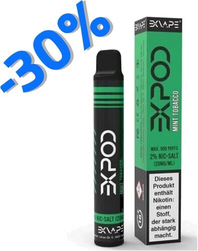 EXVAPE EXPOD Einweg E-Shisha Mint Tobacco max. 600 Züge