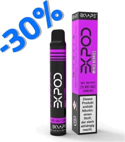 EXVAPE EXPOD Einweg E-Shisha Mixed Berries max. 600 Züge EXVAPE EXPOD Einweg E-Shisha Mixed Berries max. 600 Züge