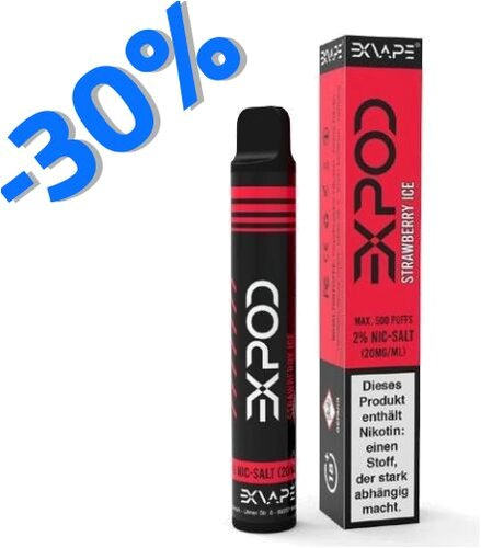 EXVAPE EXPOD Einweg E-Shisha Strawberry Ice max. 600 Züge