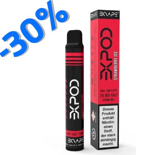 EXVAPE EXPOD Einweg E-Shisha Strawberry Ice max. 600 Züge EXVAPE EXPOD Einweg E-Shisha Strawberry Ice max. 600 Züge