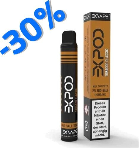 EXVAPE EXPOD Einweg E-Shisha Tabak Classic max. 600 Züge EXVAPE EXPOD Einweg E-Shisha Tabak Classic max. 600 Züge