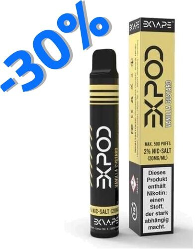 EXVAPE EXPOD Einweg E-Shisha Vanilla Custard max. 600 Züge EXVAPE EXPOD Einweg E-Shisha Vanilla Custard max. 600 Züge