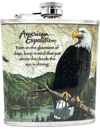 Flachmann Chrom bedruckt - Motiv: Adler 7oz/210ml