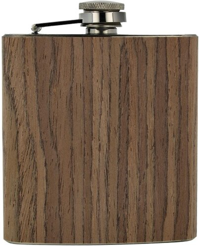 Flachmann Edelstahl / Holz braun 6oz.