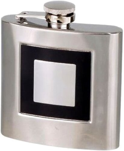 Flachmann Edelstahl poliert/Gravurfeld eckig 6oz/180ml Flachmann Edelstahl poliert/Gravurfeld eckig 6oz/180ml