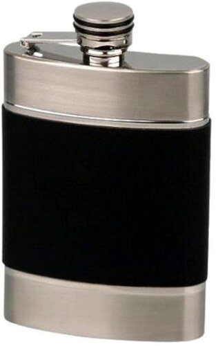 Flachmann Leder schwarz 6oz / 180ml