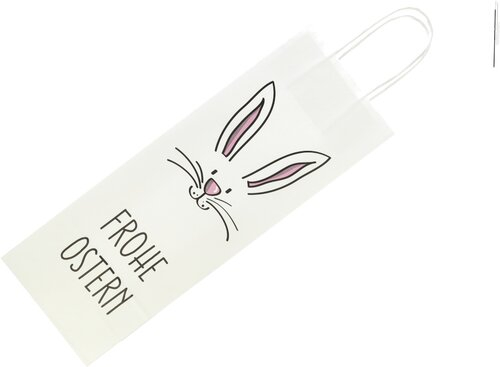 Flaschentüte Frohe Ostern Hasengesicht Kraftpapier 14x8x39cm