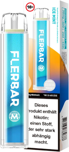 Flerbar 600 ICE MINT Einweg E-Zigarette, 20mg Ice Mint 20mg