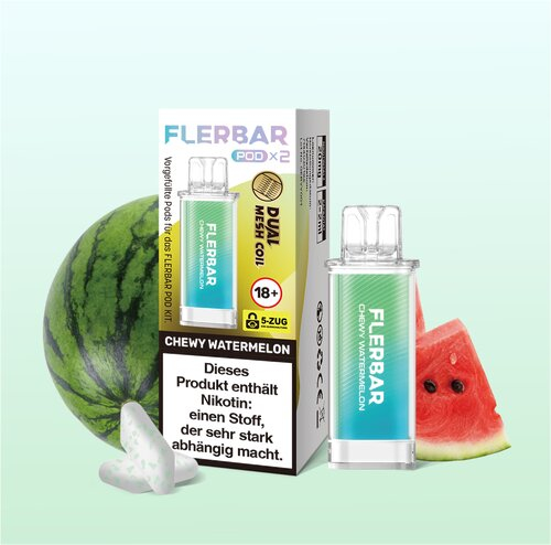 Flerbar Pod Chewy Watermelon Prefilled Pods 2x2ml 20mg Flerbar Pod Chewy Watermelon Prefilled Pods 2x2ml 20mg