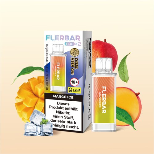 Flerbar Pod Mango Ice Prefilled Pods 2x2ml 20mg Flerbar Pod Mango Ice Prefilled Pods 2x2ml 20mg