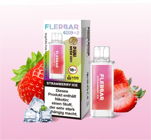 Flerbar Pod Strawberry Ice Prefilled Pods 2x2ml 20mg Flerbar Pod Strawberry Ice Prefilled Pods 2x2ml 20mg