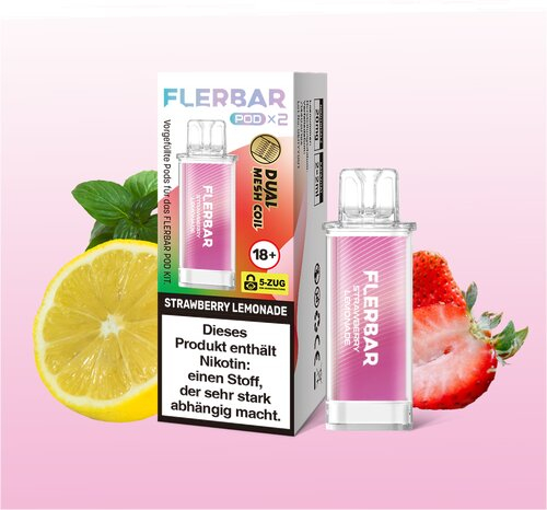 Flerbar Pod Strawberry Lemonade Prefilled Pods 2x2ml 20mg Flerbar Pod Strawberry Lemonade Prefilled Pods 2x2ml 20mg