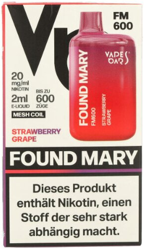Found Mary FM600 Vapes Bars Einweg E-Zigarette Strawberry Grape 20mg Found Mary FM600 Vapes Bars Einweg E-Zigarette Strawberry Grape 20mg