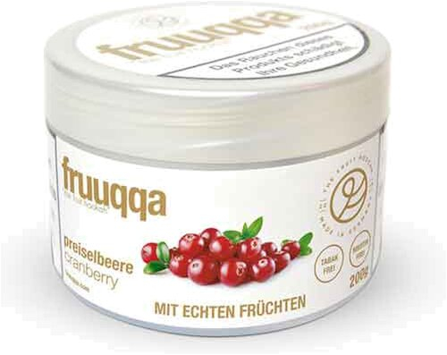 Fruuqqa Shisha-Tabakersatz Preiselbeere nikotinfrei 200g  Fruuqqa Shisha-Tabakersatz Preiselbeere nikotinfrei 200g