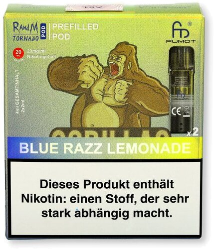 RandM Tornado Pods Blue Razz Lemonade 2x2ml 20mg RandM Tornado Pods Blue Razz Lemonade 2x2ml 20mg