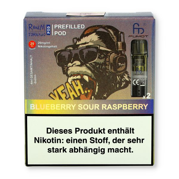 Fumot RandM Tornado Pods Blueberry Sour Raspberry 2x2ml 20mg