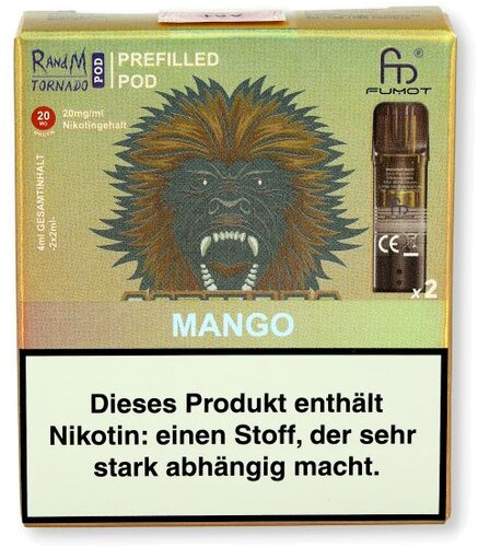 RandM Tornado Pods Mango 2x2ml 20mg RandM Tornado Pods Mango 2x2ml 20mg