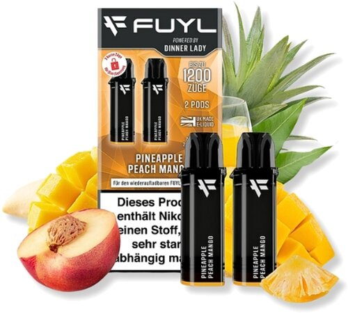 FUYL Powered by Dinner Lady Pineapple Peach Mango Prefilled Pods 2x2ml 20mg FUYL Powered by Dinner Lady Pineapple Peach Mango Prefilled Pods 2x2ml 20mg