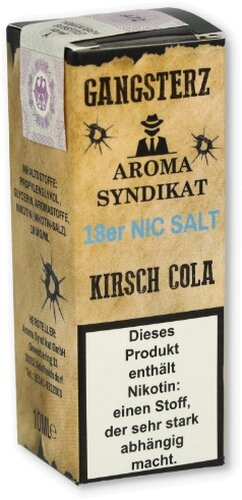 Gangsterz Kirsch-Cola Nikotinsalz Liquid 10ml 18mg Gangsterz Kirsch-Cola Nikotinsalz Liquid 10ml 18mg