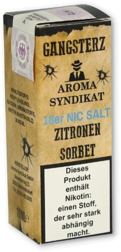 Gangsterz Zitronen-Sorbet Nikotinsalz Liquid 10ml 18mg Gangsterz Zitronen-Sorbet Nikotinsalz Liquid 10ml 18mg