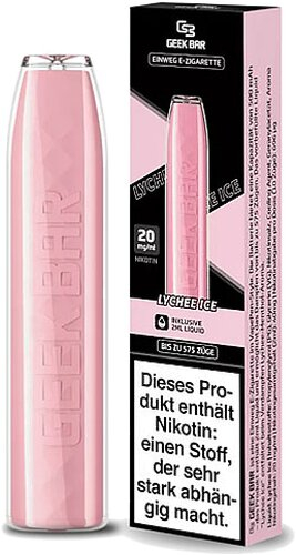 Geek Bar Lychee-Ice Aroma Disposable E-Zigarette 20mg Nikotin Geek Bar Lychee-Ice Aroma Disposable E-Zigarette 20mg Nikotin