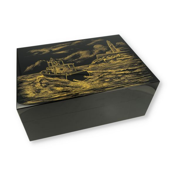 Gentili Humidor Boot Gold Schwarz