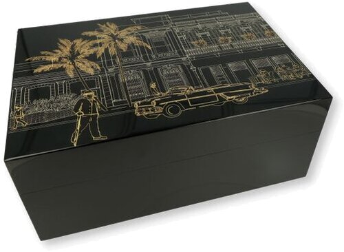 Gentili Humidor Laccato nero Paesaggio cubano