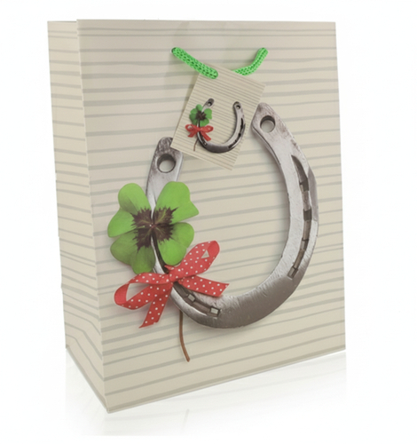 Geschenktüte Glücks Motive Hufeisen mit Kleeblatt