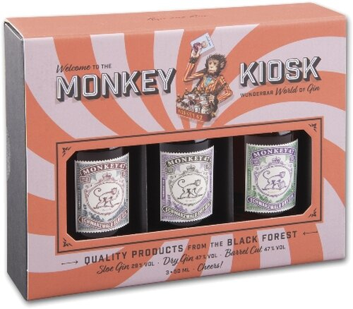 Gin Monkey 47 Kiosk 3 Flaschen 29% Vol.-47% Vol. Gin Monkey 47 Kiosk 3 Flaschen 29% Vol.-47% Vol.