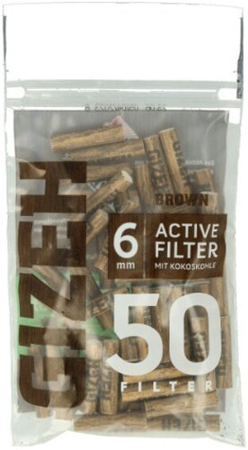 Gizeh Brown Active Filter Slim 6mm Aktivkohle 50Stk. Gizeh Brown Active Filter Slim 6mm Aktivkohle 50Stk.