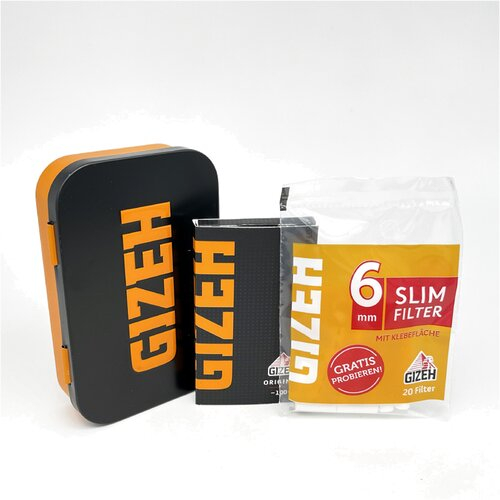 Gizeh Dreher-Box inkl. Paper und Filter schwarz-orange