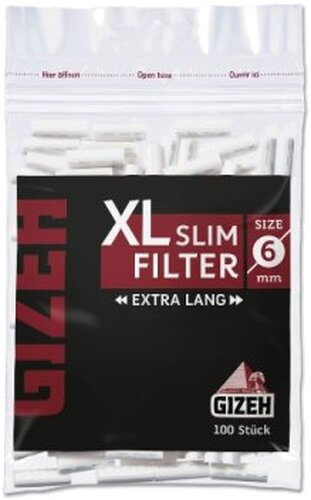 Gizeh XL Slim Filter Black Zigarettenfilter 6mm 100 Stück Gizeh XL Slim Filter Black Zigarettenfilter 6mm 100 Stück