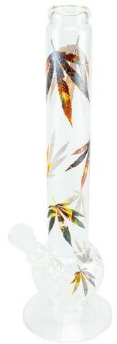 Glas Bong Multi Leaf Bunt - Transparent 38cm Gerade - Bauchig Glas Bong Multi Leaf Bunt - Transparent 38cm Gerade - Bauchig