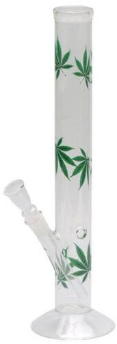 Glas Bong Multi Leaf Grün - Transparent 40cm Gerade Form