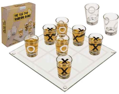 Glas-Trinkspiel Tic Tac Toe mit 9 Gläsern Glas-Trinkspiel Tic Tac Toe mit 9 Gläsern