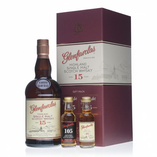 Glenfarclas 15 Jahre 700ml 46% Vol. + 2 Miniaturen 50ml Gift Pack
