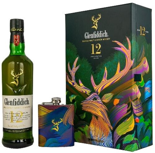 Glenfiddich 12 Jahre Limited Design mit Flachmann 40% Vol. 700ml Glenfiddich 12 Jahre Limited Design mit Flachmann 40% Vol. 700ml